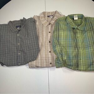 Patagonia Mens Short Sleeve Button Up Shirts Organic Cotton Blend Size XL Bundle